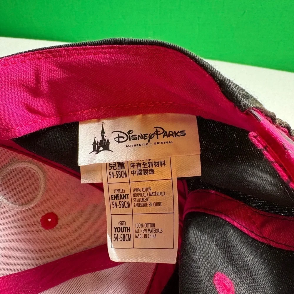 Disney Parks Mickey Mouse Baseball Cap-Pink/Black Bling with Rhinestones in Logo